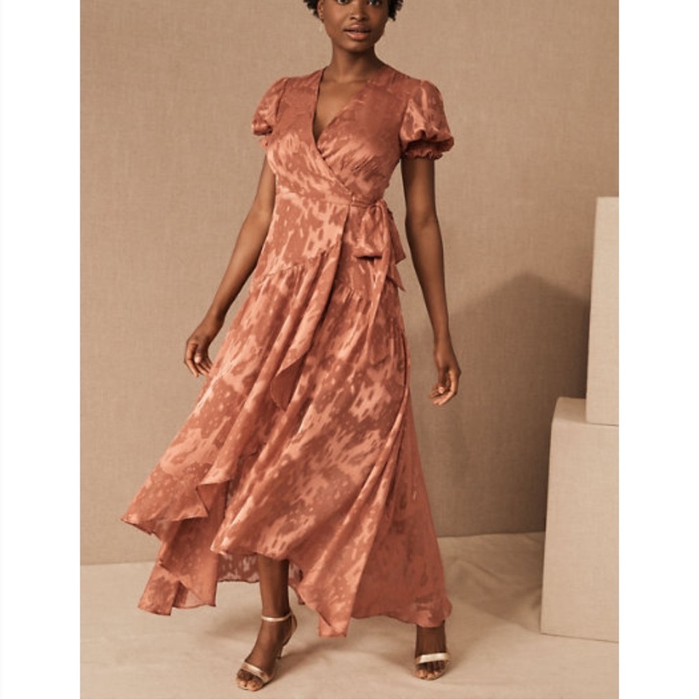 BHLDN biscayne floral wrap dress in Sedona